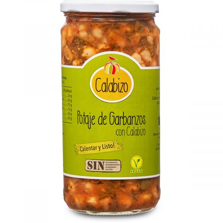Caixa de pote de grão-de-bico com calabizo. 12 frascos de 720 g.