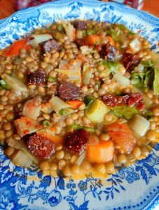 lentejas con vegetales y calabizo