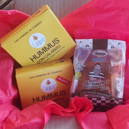 Caja con: Hummus + Hummus picante + Mariñeiras